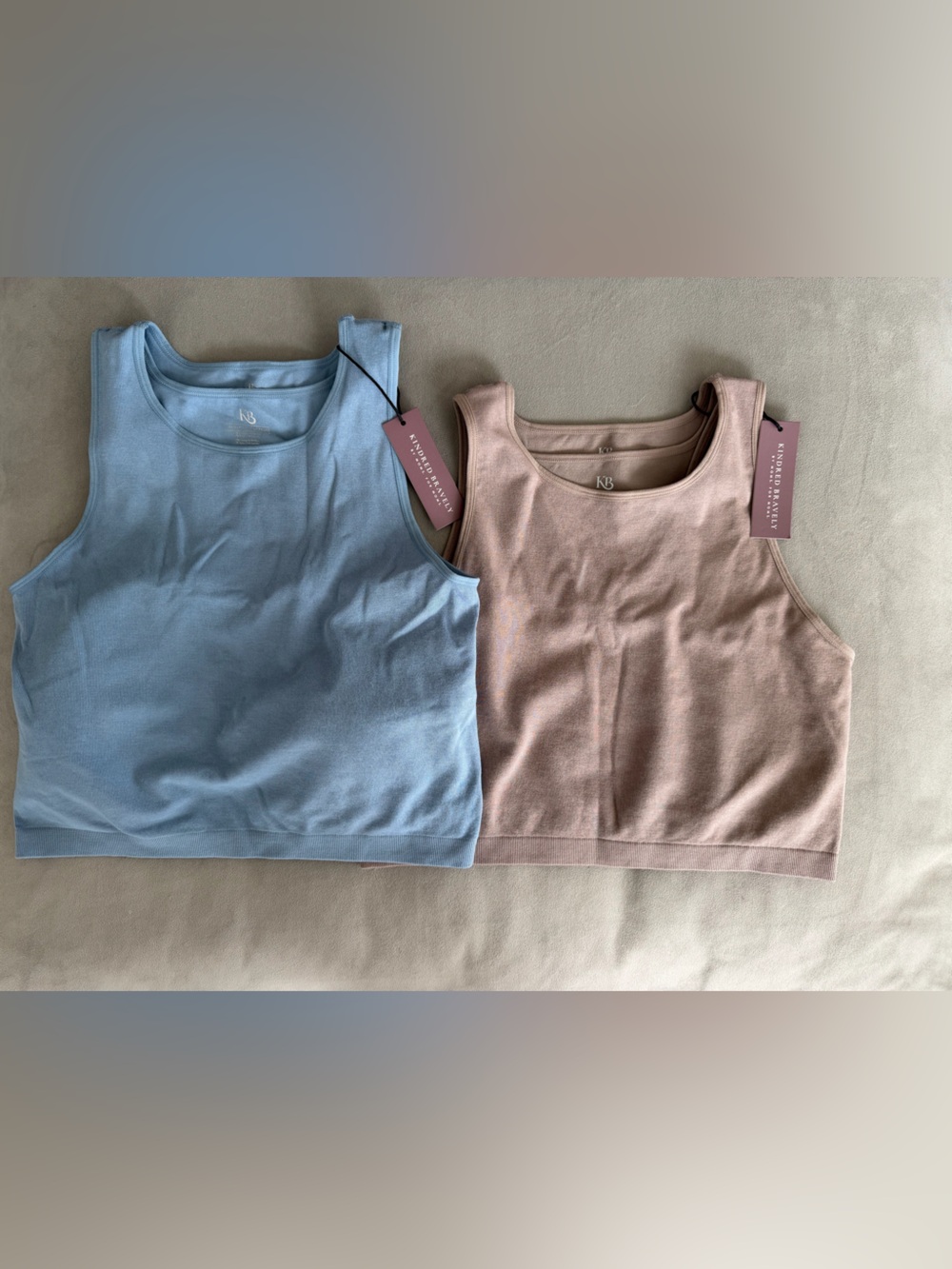 Kindred Bravely Ribbed Crop Tank Duo in Sky Blue & Taupe